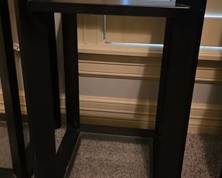 Modern Black Wood and Glass Speaker Stands