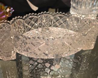 American Brilliant Period Cut Glass Footed Bowl