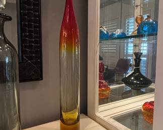 Blenko #6427 Joel Myers Amberina Glass Decanter