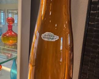 Blenko Tangerine Amberina Genie Bottle Decanter