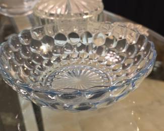 Anchor Hocking Bubble Pattern Blue Tinted Glass Berry Bowl