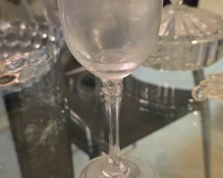 Frosted Tulip Wine Glass with Faceted Stem
