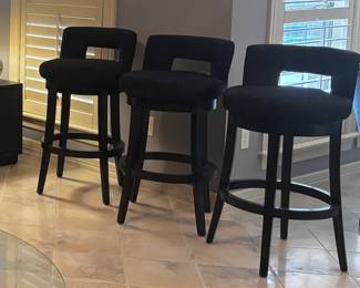 Black Upholstered Swivel Bar Stools