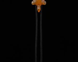 Carved Amber Turtle Bolo Tie