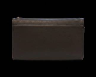 Dark Brown Leather Clutch or Shoulder Bag