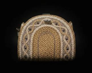 Vintage ERIC JAVITS Woven Straw and Leahther Handbag