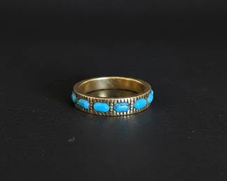 Turquoise Inlaid Band Ring