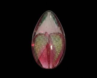 Art Glass Paperweight with Swirls and Glitter