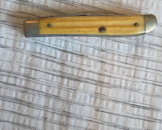 Vintage Yellow Folding Pocket Knife