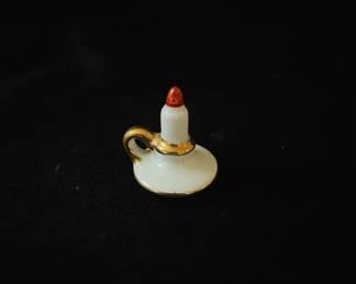 Miniature Limoges Ceramic Candle Holder with Gold Trim
