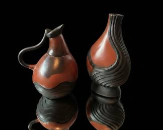 Pair of Ceramic Vases with Abstract Design