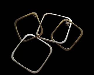 Mixed Metal Square Hoop Earrings
