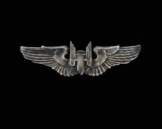 US Army Air Force Sterling Silver Aerial Gunner Wings Pin