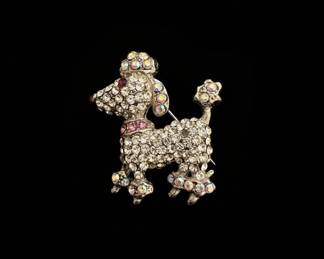 Poodle Brooch with Rhinestones