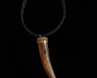 Carved Horn Pendant Necklace with GoldTone Cap
