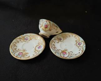 Miniature Porcelain Teacup and Saucers Set