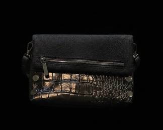 Hammitt The Betty Clutch Black Stingray and Embossed Leather