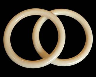 Vintage Ivory Bangle Bracelets Set of 2