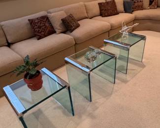 Set of 3 waterfall style coffee tables