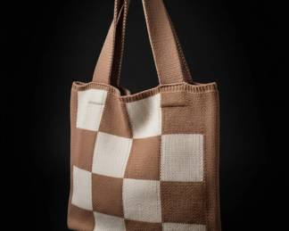 Checkerboard Knit Tote Bag