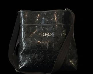 Salvatore Ferragamo Gancini Embossed Patent Leather Shoulder Bag B