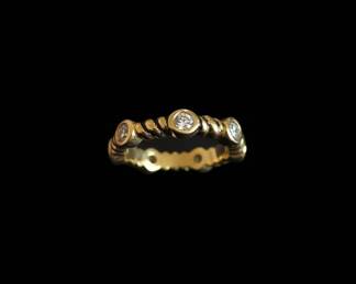 Gold Plated Twisted Rope Diamond Eternity Band Ring
