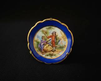 Limoges Porcelain Miniature Plate with Courting Scene