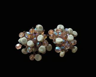 Vogue Aurora Borealis Crystal Cluster ClipOn Earrings