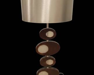 Stacked Oval Wood and Frosted Glass Table Lamp