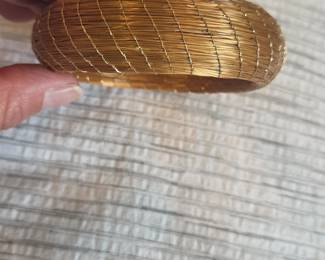 Gold Tone Wire Weave Bangle Bracelet