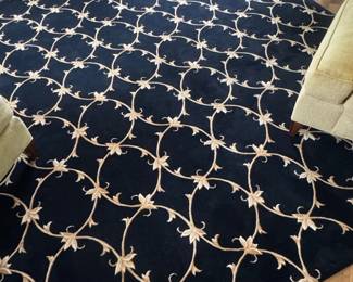 Black and Beige Floral Vine Area Rug