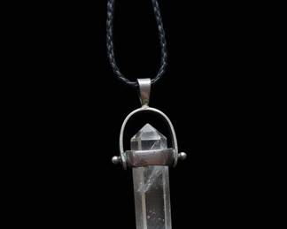 Sterling Silver Clear Quartz Crystal Point Pendant Necklace