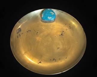 Turquoise and Brass Decorative Plate