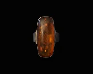 Vintage Sterling Silver Baltic Amber Ring