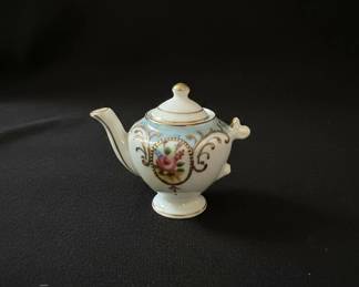 Miniature Porcelain Teapot with Floral Design