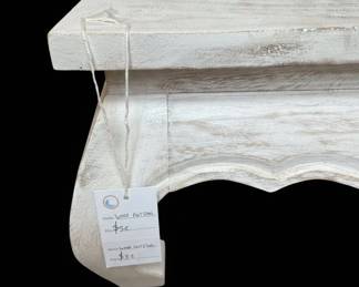 Distressed White Wood Footstool