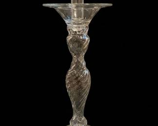 Large Blown Glass Candlestick Holder with Trumpet Vase Top
