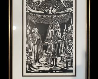 Philip Rater The Wedding Woodcut Print