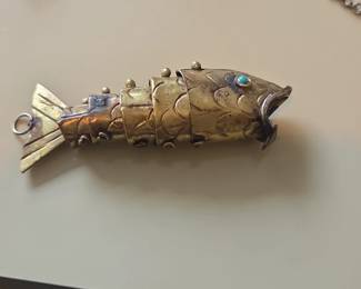Articulated Brass Fish Pendant
