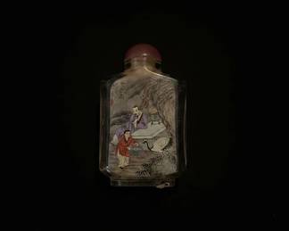 Chinese Snuff Bottle with Scholar and Crane Painting