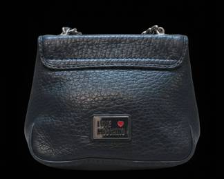 Love Moschino Black Leather Shoulder Bag with Chain Strap