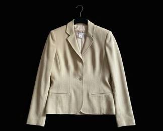 Womens Beige Linen Blend Suit Jacket and Trousers