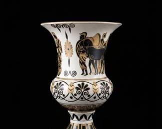 Vintage Greek Style Ceramic Vase with Warrior Scene