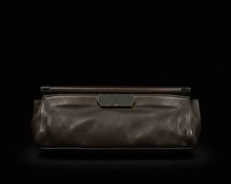 Halston Heritage Black Leather Clutch Bag