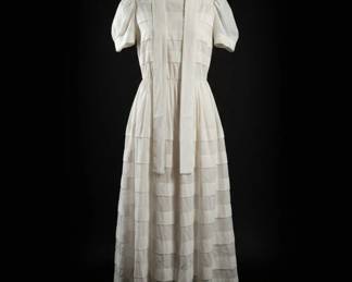 Vintage White Cotton Tiered Maxi Dress with Halter Neckline