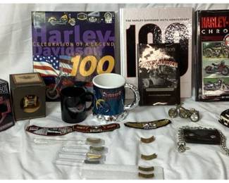 Harley Davidson Collectibles Lot - Books, Mugs, Replicas, Patches, Pins and More