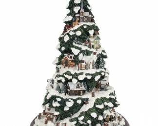 Thomas Kinkade "Village Christmas" Illuminated Rotating Tree Display