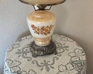 Vintage "Gone With The Wind" Style Floral Hurricane Lamp