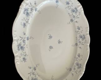 Johann Haviland "Blue Garland" Porcelain Serving Platters (Set of 2) and Ornate Cherub Plate