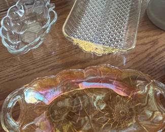 Indiana Glass Company "Pretzel" Pattern Marigold Carnival Glass Celery Dish